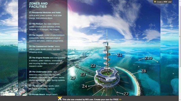 Website Grand Cancun, screenshot of zones